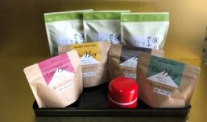 ふるさと納税品　佐京園の緑茶、玄米茶、和紅茶、ほうじ茶ティーバッグセット(マカロン缶付き)